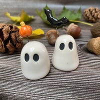 Image 2 of Tiny Ceramic Ghost with Pumpkin or Bat