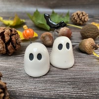 Image 3 of Tiny Ceramic Ghost with Pumpkin or Bat