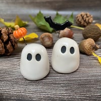 Image 4 of Tiny Ceramic Ghost with Pumpkin or Bat
