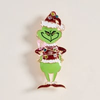 Holiday Mischief Glitter Enamel Brooch – Festive Christmas Pin-Grinchmas Vibe