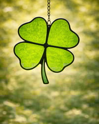 Image 1 of Four Leaf Clover Stained Glass Suncatcher