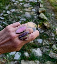 Image 1 of Peruvian Pink Opal & Crazy Lace Agate Open Style Ring Sterling Silver 