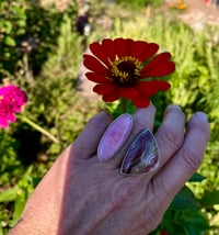 Image 5 of Peruvian Pink Opal & Crazy Lace Agate Open Style Ring Sterling Silver 