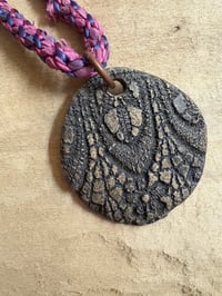 Image 1 of Floral Ceramic Pendant with Kumihimo Woven Necklace 25 inches