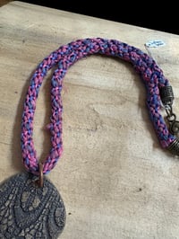 Image 5 of Floral Ceramic Pendant with Kumihimo Woven Necklace 25 inches