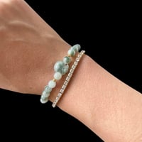 Image 2 of Moss In Snow Jade Coin Bag Energy Bracelet