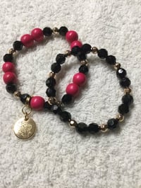122 Red Black Gold Stretch Bracelets