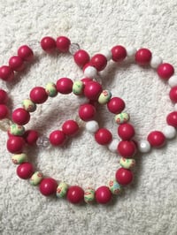 123 Dark Pink Polymer Clay Stretch Bracelets