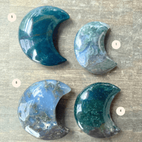 Image 6 of Moss Agate Crystal Moons, Green Moss Agate for Abundance, Healing & Earth Connection 