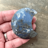 Image 3 of Moss Agate Crystal Moons, Green Moss Agate for Abundance, Healing & Earth Connection 