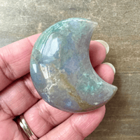 Image 2 of Moss Agate Crystal Moons, Green Moss Agate for Abundance, Healing & Earth Connection 