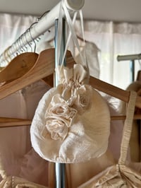 Image 2 of Vintage silk wedding purse / bag with rosettes and pearls