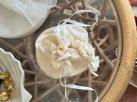 Image 3 of Vintage silk wedding purse / bag with rosettes and pearls
