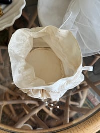 Image 4 of Vintage silk wedding purse / bag with rosettes and pearls