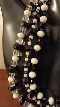 Image 2 of BLACK AND WHITE BEADS WITH SWAROVSKI SQUARE CRYSTAL BEADS