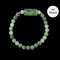 Image 2 of Moss In Snow Jade Energy Bracelet Barrel (Smooth Path)