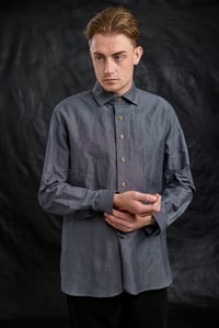Image 3 of Huegnoit Shirt - Blue Grey cotton 