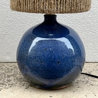 Image 7 of Lampe boule en céramique grès bleu de fer vintage signé Colette Houtmann 1970s