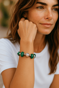 Green Gemstone & Crystal Bracelet 