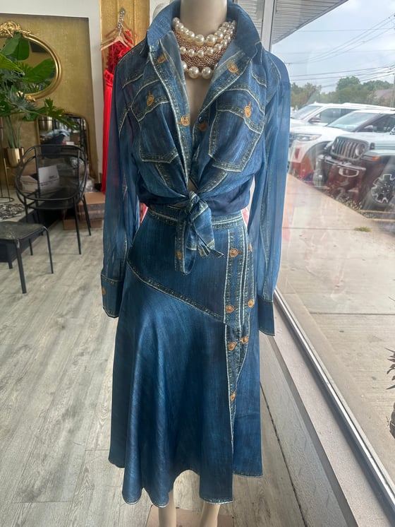 Image of Faux Denim skirt set