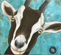 Whimsical Hand-Painted Goat 