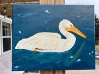 Image 4 of White Pelican Oil Painting 8x10in