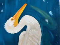 Image 2 of White Pelican Oil Painting 8x10in