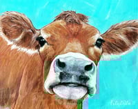 Image 1 of Charming Hand-Painted Cow Print 