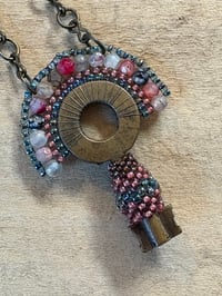 Image 4 of Beaded Key Necklace with Antique Bronze Chain 27 inches
