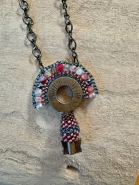Image 5 of Beaded Key Necklace with Antique Bronze Chain 27 inches
