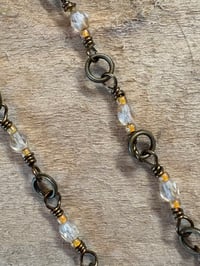 Image 3 of Beaded Butterfly Necklace  with Crystals and Bronze Links 21 inches