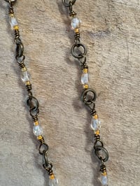 Image 6 of Beaded Butterfly Necklace  with Crystals and Bronze Links 21 inches