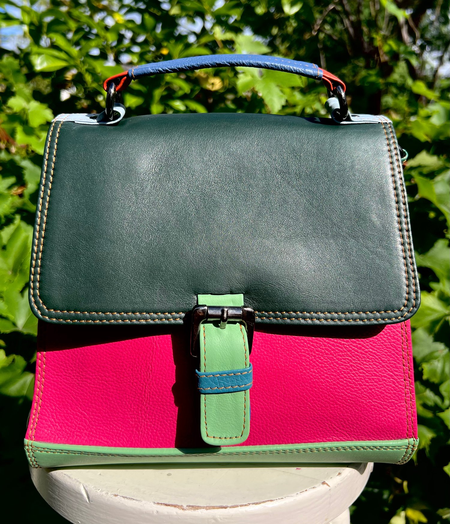 Image of Harlequin Collection - Recycled Leather Classic Handbag. #6B