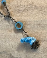 Image 4 of Carefree Parrot Floral Chain Necklace with Matching Turquoise Czech Glass Beads
