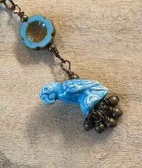 Image 1 of Carefree Parrot Floral Chain Necklace with Matching Turquoise Czech Glass Beads