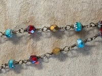 Image 3 of Red Elephant Playful Floral Handmade Chain Necklace with Czech Glass Beads