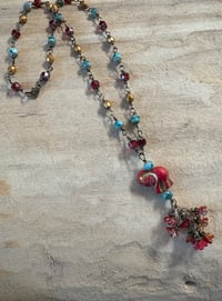 Image 6 of Red Elephant Playful Floral Handmade Chain Necklace with Czech Glass Beads
