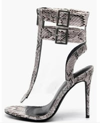 Image 4 of "Winnie" White snakeskin clear heels