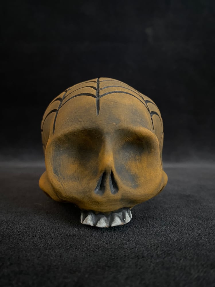 Image of Mini Halloween Skull Mug with Carved Spiderwebs (b)