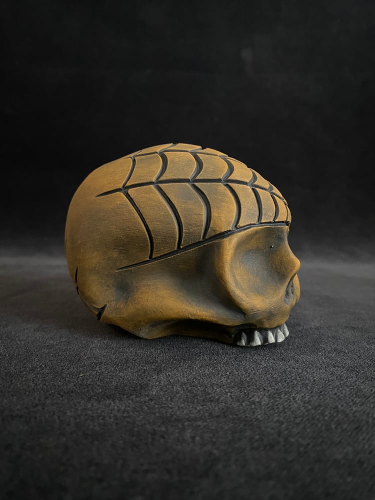 Image of Mini Halloween Skull Mug with Carved Spiderwebs (c)