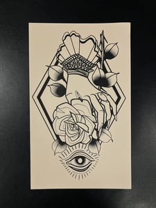 Image of Female Hand with Stem Rose print