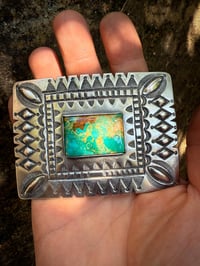 Image 2 of WL&A Handmade Large Ingot Repoussé Belt Buckle - Royston - Size 3.75" x 2.75"