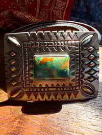Image 4 of WL&A Handmade Large Ingot Repoussé Belt Buckle - Royston - Size 3.75" x 2.75"
