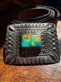 Image 5 of WL&A Handmade Large Ingot Repoussé Belt Buckle - Royston - Size 3.75" x 2.75"