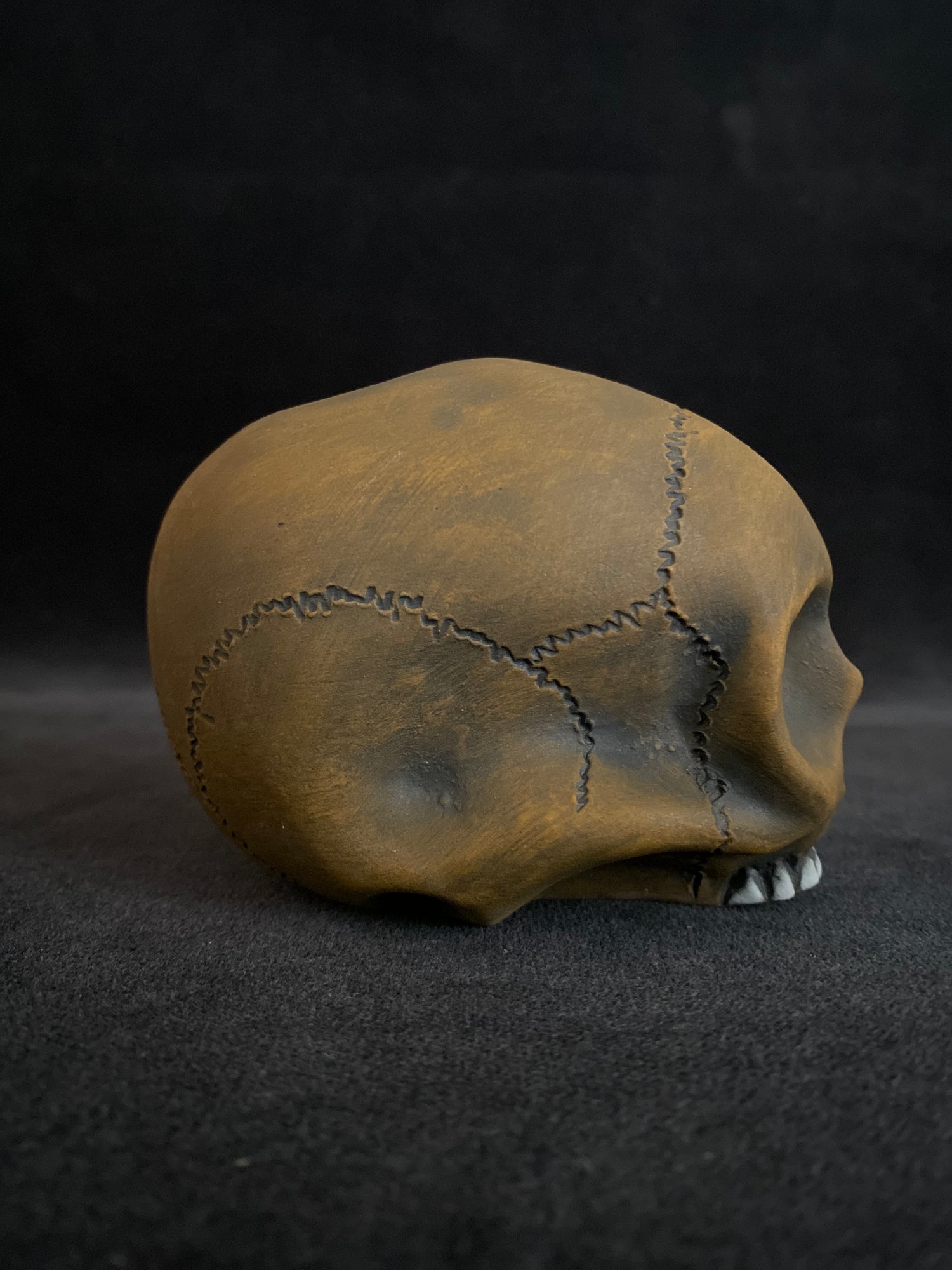 Image of Mini Halloween Skull Mug - Classic Weathered Orange with Anatomical Cracks