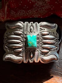 Image 1 of WL&A Handmade Heavy Ingot Repoussé Belt Buckle - Sonoran Desert - Size 3.75" x 2.75"