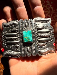 Image 3 of WL&A Handmade Heavy Ingot Repoussé Belt Buckle - Sonoran Desert - Size 3.75" x 2.75"