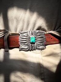 Image 4 of WL&A Handmade Heavy Ingot Repoussé Belt Buckle - Sonoran Desert - Size 3.75" x 2.75"
