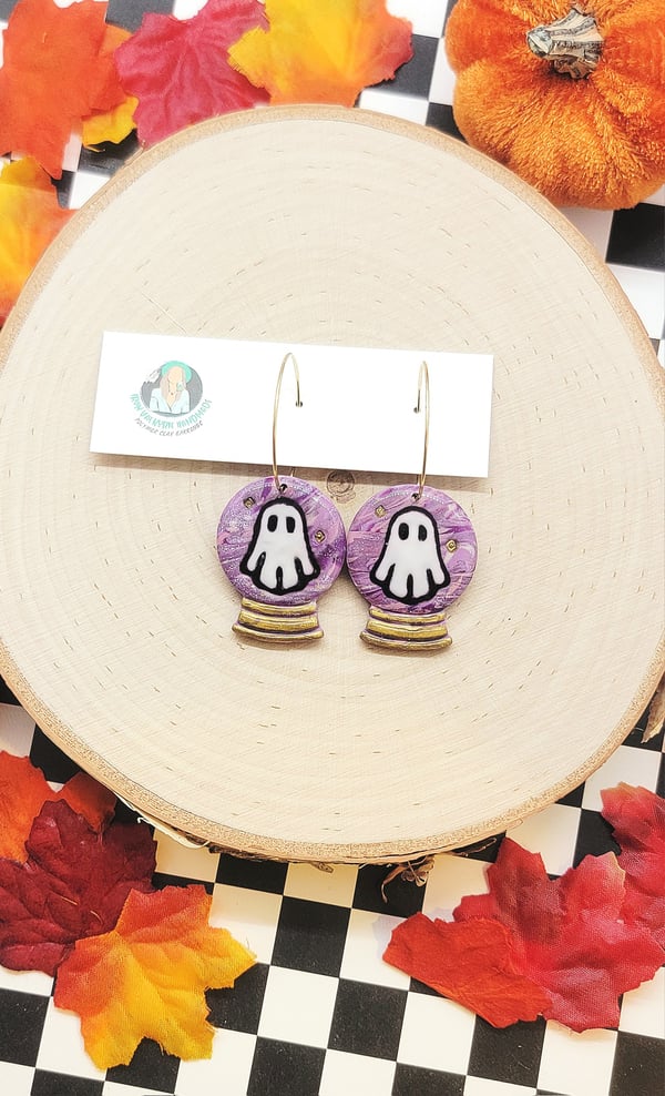 Image of Crystal Ball Ghost Hoops