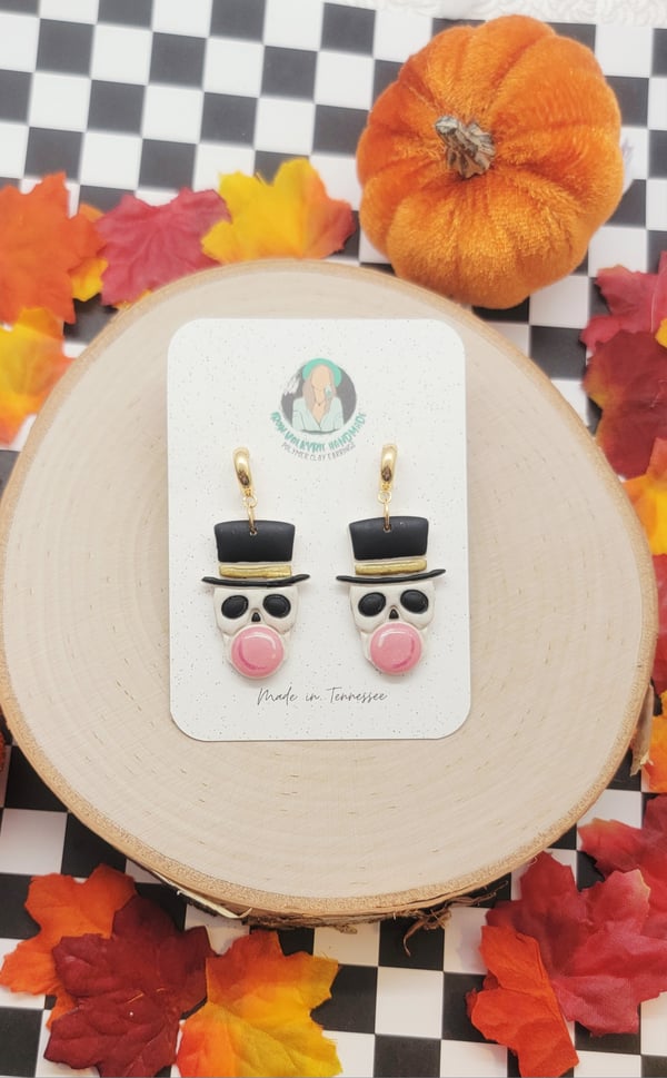 Image of Bubblegum Skull Dangles